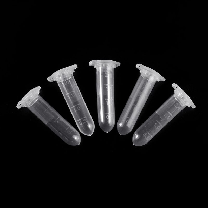 Recipiente para viales de plástico transparente, tapa a presión, viales de centrífuga, contenedor de laboratorio de muestra, 2ml, 100 Uds.