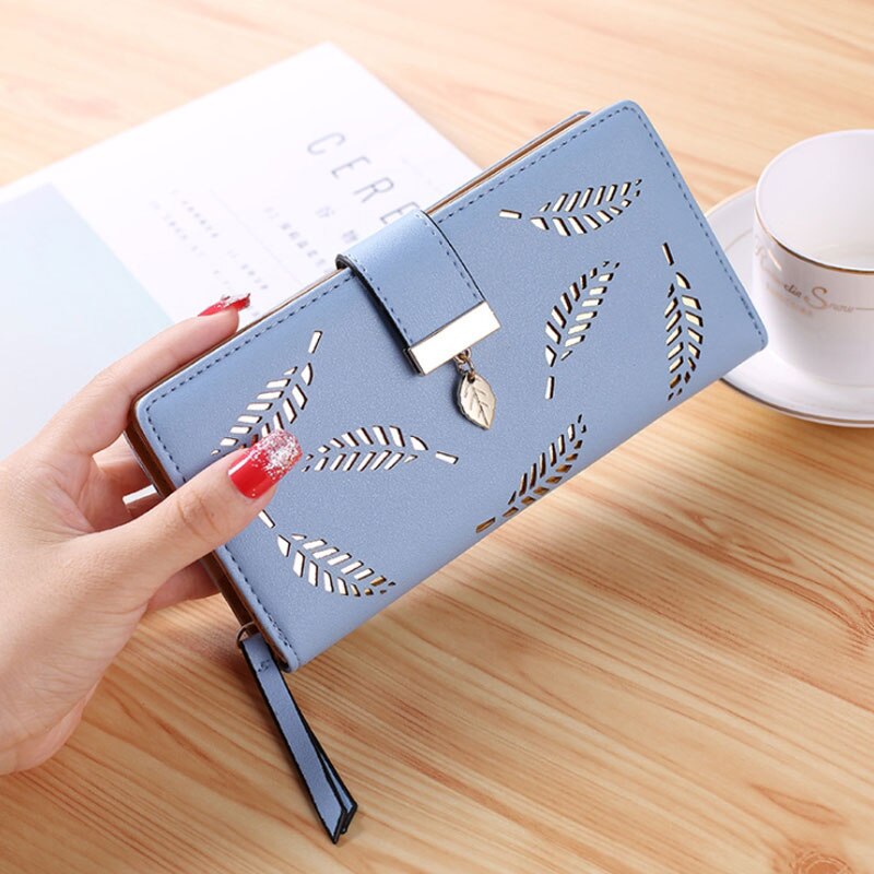 Famous Brand Luxury Women's Wallet Purse Female Small wallet perse Portomonee portfolio lady short carteras: Blue Long