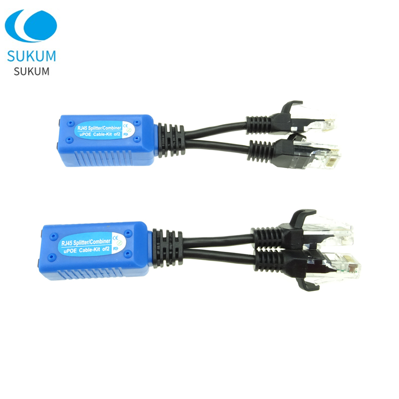 1 Pair Ethernet Splitter RJ45 Connectors Passive Power Cable POE Splitter Adapter Combiner UPOE Cable Kit
