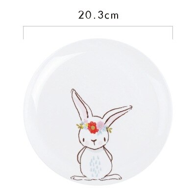 Kanin keramisk morgenmadstallerken dessert kage skive ben porcelæn 8 tommer skive sød tallerken middagsfad rund tegneserie: F