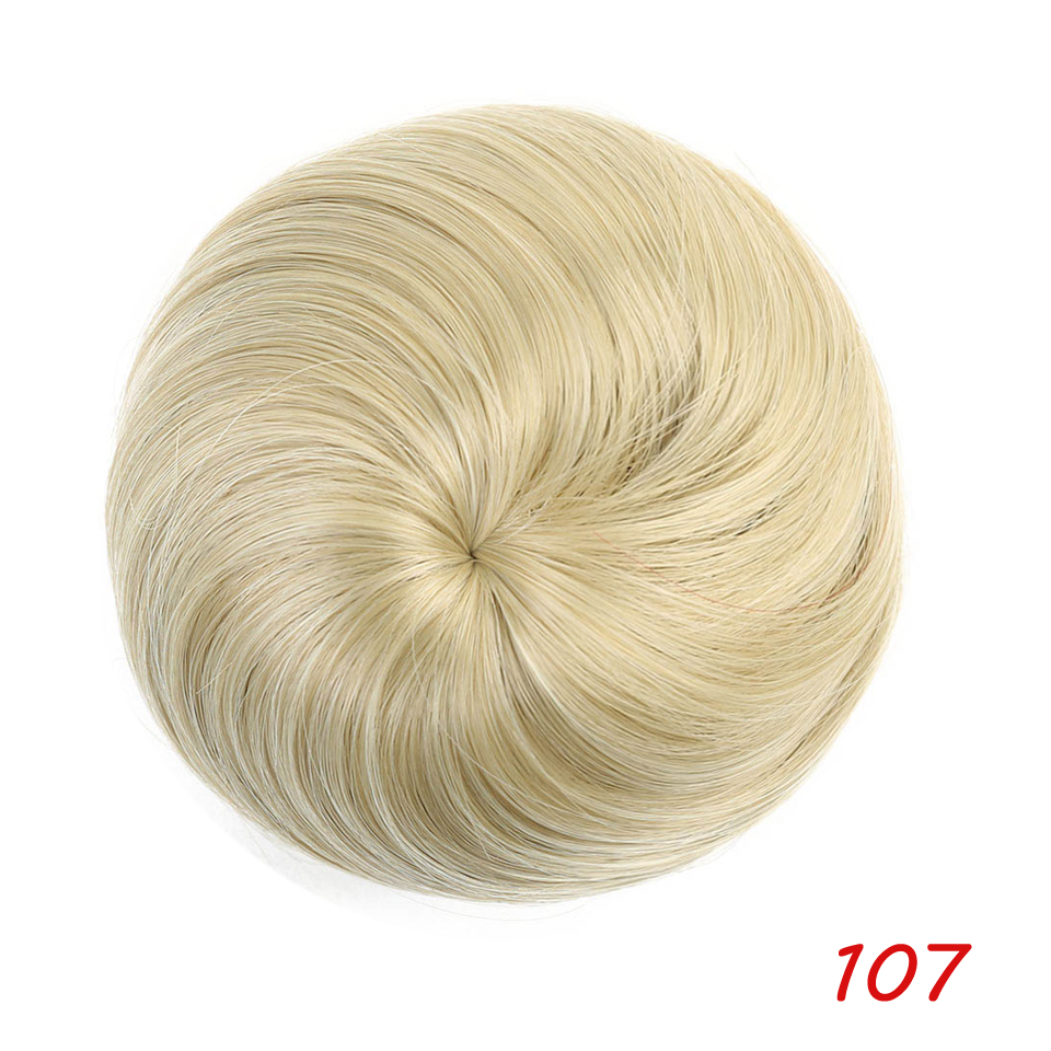Meifan syntetisk glat hår elastisk chignon hårstykke snoretræk donut gummibånd chignon bolle klip i hår extensions: 107