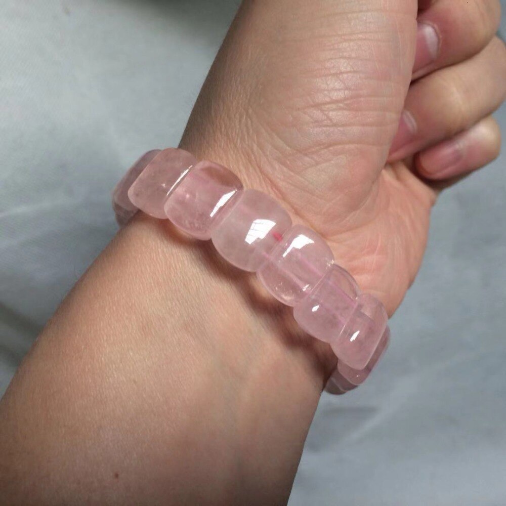 Pulseira de pedra quartzo rosa natural, contas, pedra natural energética, pulseira, joia charmoso para mulheres para presente, atacado!