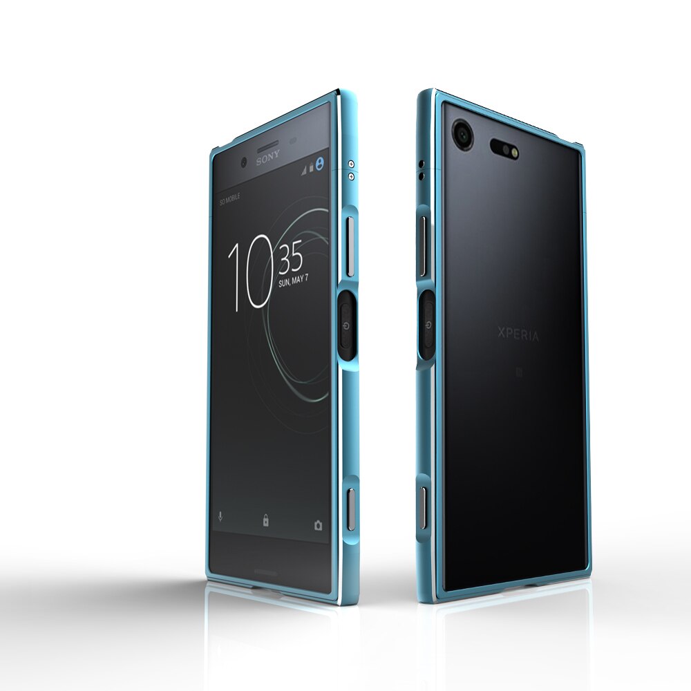 Étui en métal de luxe CELFONE pour Sony Xperia XZ pare-chocs Premium E5563 cadre en aluminium d'origine en métal pour Sony XZ Premium XZP 5.5 étui: Sky blue with silver