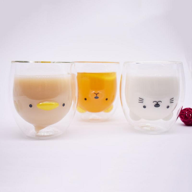 Varmebestandig glass 250ml nyskapende 3d dobbeltlags kopp bjørnekatteandling