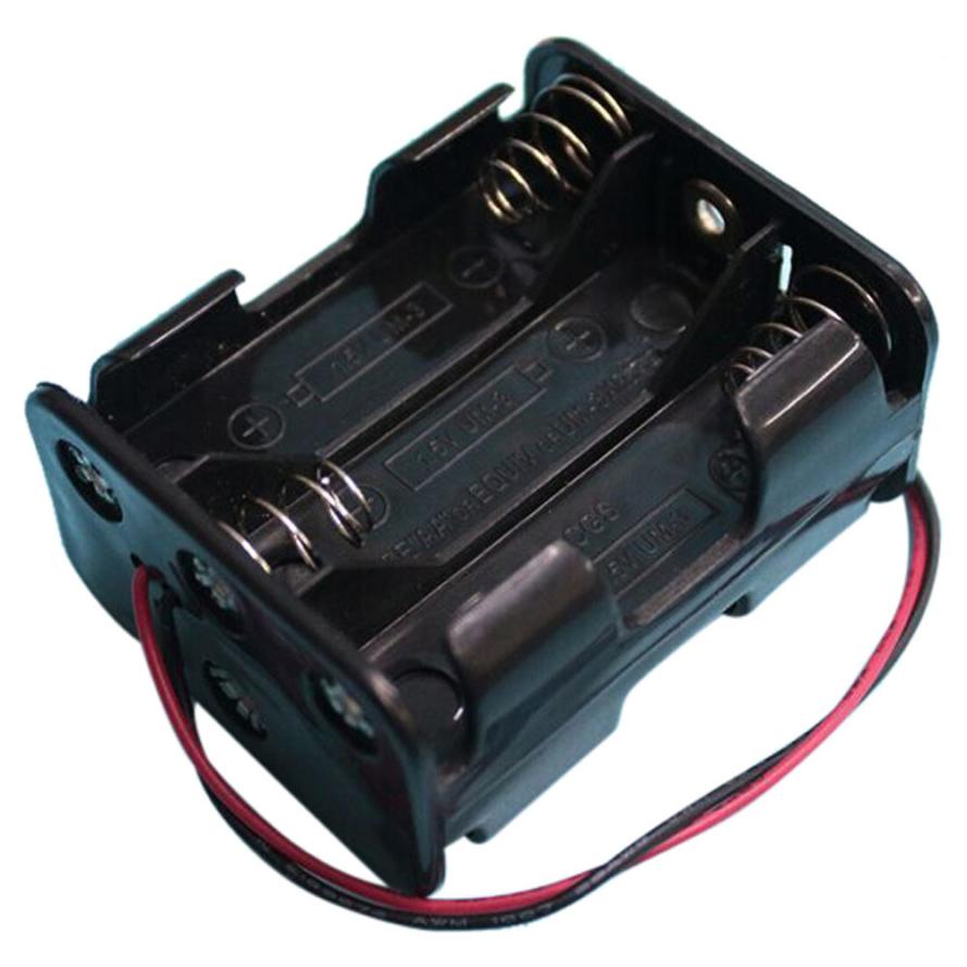 MOSUNX 1 stks 6 AA 2A Batterij 9 v DIY Clip Houder Box Case met Wire Leads Zwart futural Digitale F35