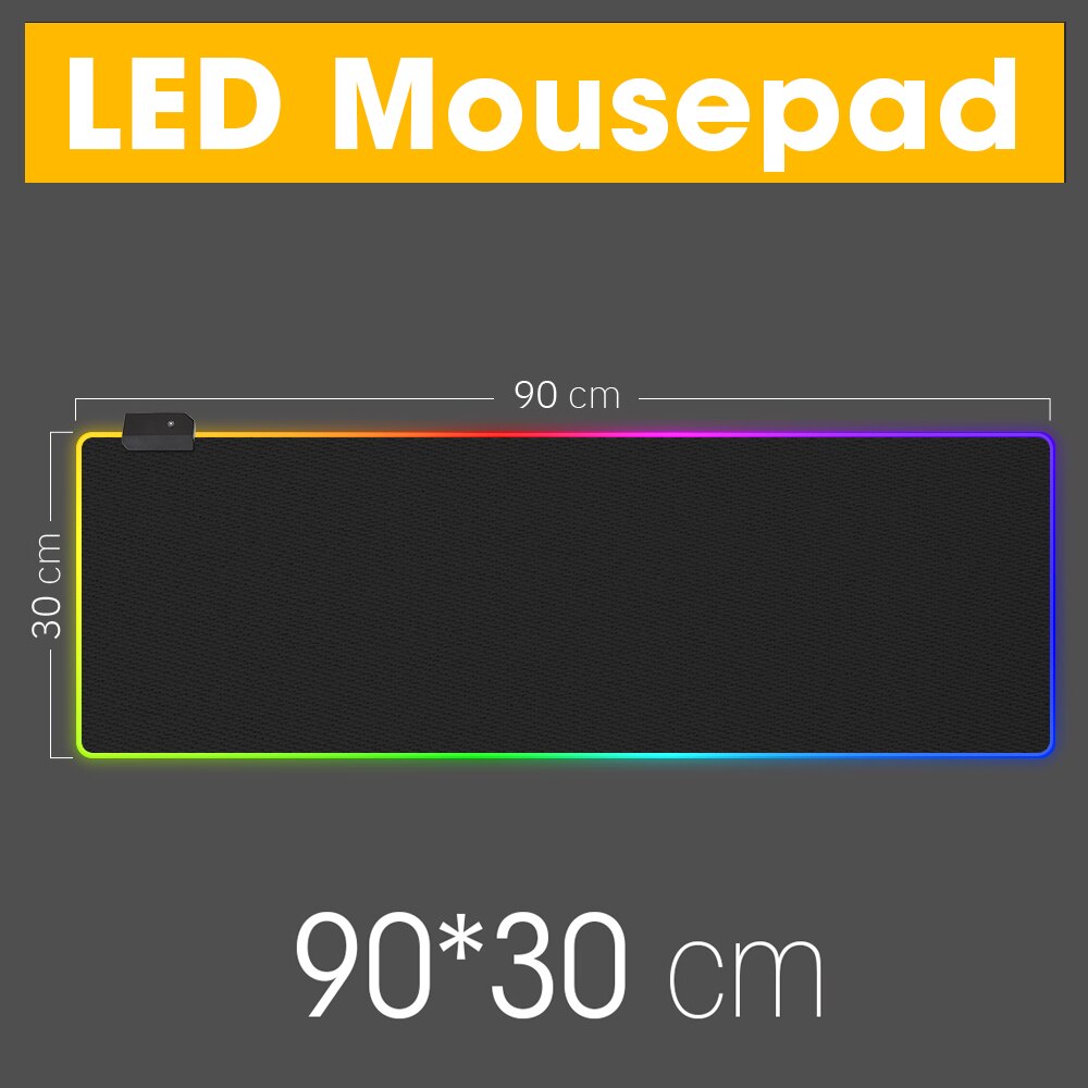LED Light Gaming Mouse Pad RGB Super Soft Large Keyboard Cover Non-Slip Rubber Base Computer Carpet Desk Mat PC Game MousePad: 90 x 30 cm