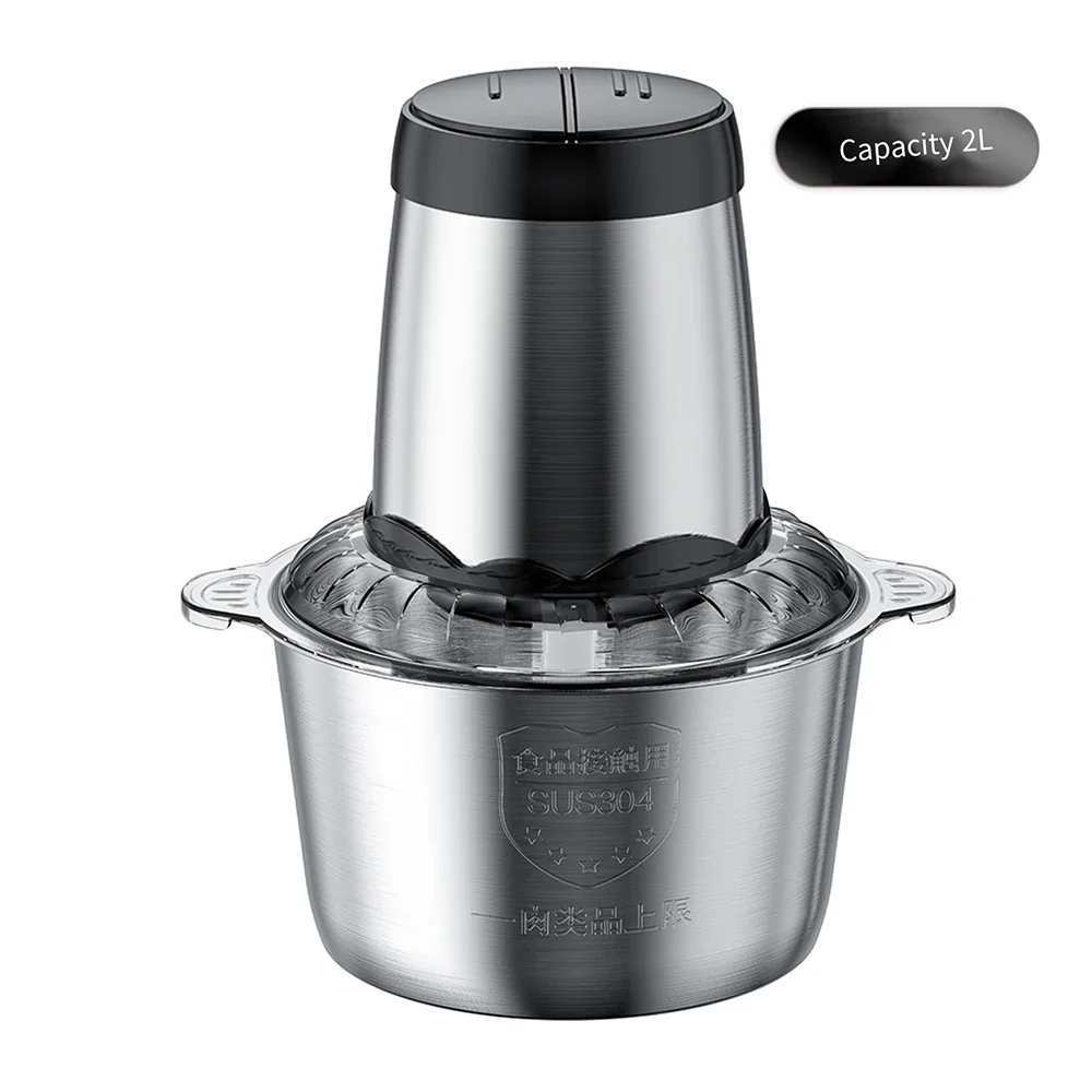 2l 3l elektrisk kødhakker 220v stk. kødhakker i rustfrit stål køkkenmixer blender maskine hakker foodprocessor: Sort / Eu