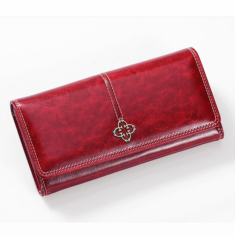 Women's Wallet Wax oil skin wallet portfel damski Lady Long Leather Clutch Bag Wallet Card Holder carteira feminina