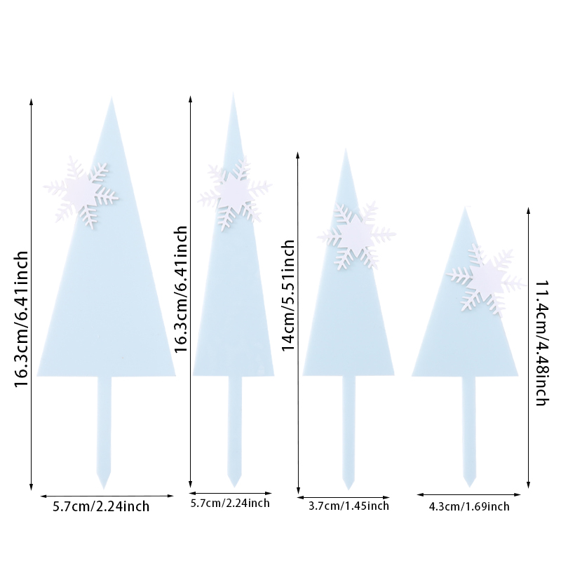szczęśliwy urodziny ciasto cylinder płatek śniegu zamek ciasto dekoracja akryl niebieski Christmas drzewo Cupcake Toppers pieczenie impreza dekoracje: śliwka