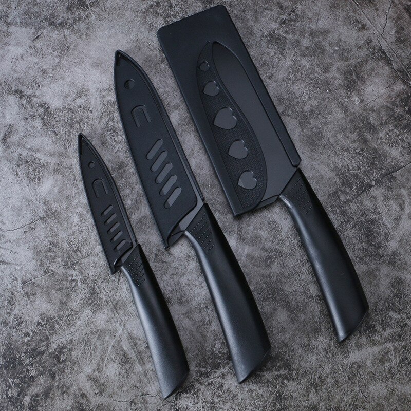 Chef Knife Stainless Steel Utility Paring Cutters Black Knife Cover Light Weight Rust-Proof Cutlery Kitchen Tools