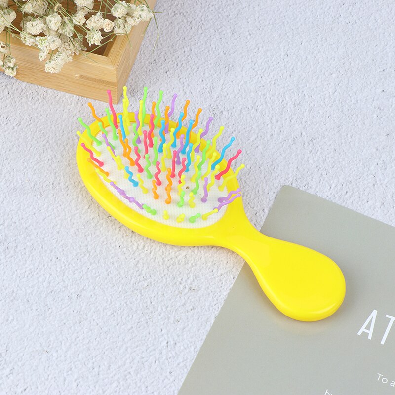 Baby Hair Comb Candy Color Plastic Hair Brush Child Portable Travel Anti-static Comfortable Head Massager Combs: Yellow