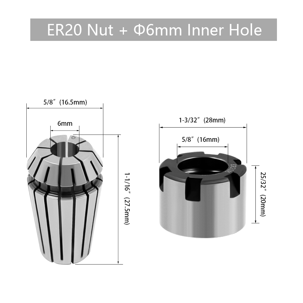 LAVIE Carving Machine Collet Trimming Machine Woodworking Accessories Adapter ER Clamp Nut -C NUT COLLET: 18mm