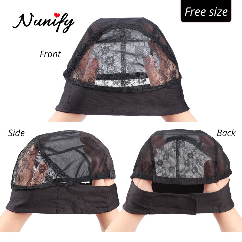 Gorros de goma ajustables para pelucas de diadema para mujer, postizo negro, 12 Uds.