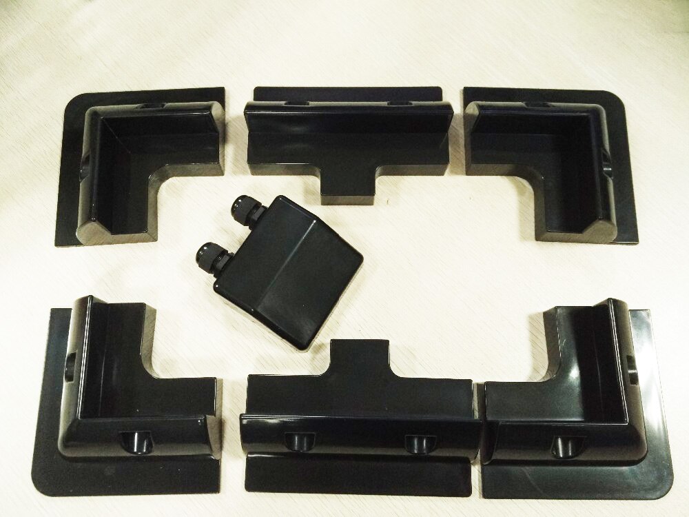 7 stk soporte panel sol hjørne montering abs beslag kit autocamper campingvogn rv båd solpanel stativ hvid eller sort: Sort beslag