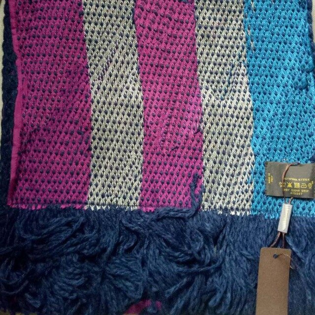 Mærke kvinder vinter tørklæde stribet ensfarvet bomuldsuld lang tørklæde: Farverig