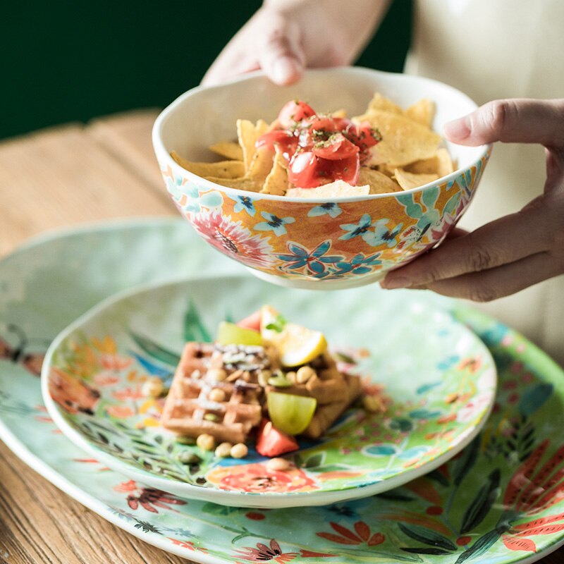 Hand-painted ceramic tableware dishes discs rice bowls cold kettles water cup bowls and dishes set vase Salad dish CL102003