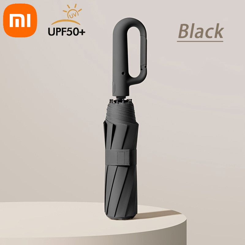 Xiaomi Windproof Umbrella Strong 105CM Reinforced Automatic Folding Umbrella Large Buckle Handle Wind/Water/Sun Resistant: WHITE