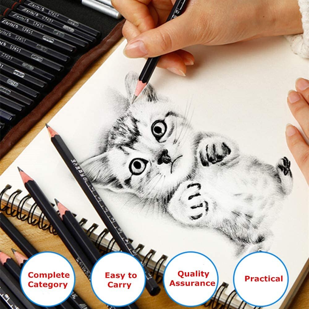 30Pcs/Set Beginner Sketch Pencil Drawing Kit Wood Pencil Bags For Painter School Students Art Stationery Supplies