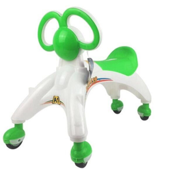 kids baby yo-yo car children swing scooter car: Green