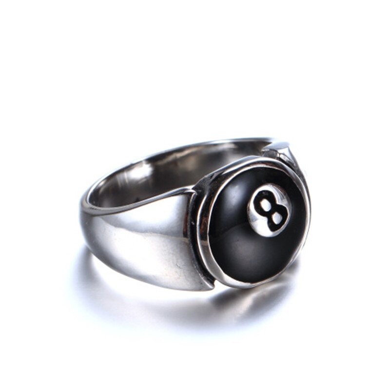 Bague européenne et américaine en acier inoxydable pour hommes, bijoux de billard en titane noir 8,