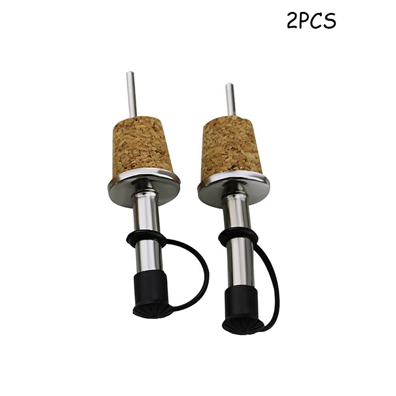 DEOUNY 1PC Cork Dispenser Stainless Steel Oil Bottle Spout Pourer For Flask Red Wine Pot Bottle Plug Mouth with Stopper Olive: 2pcs black