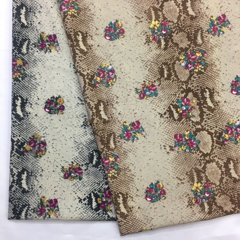 2022 Snake Pattern Chiffon Linen Imitation Cotton Polyester Printed Cotton Snake Pattern Printed Fabric Dress Fabric