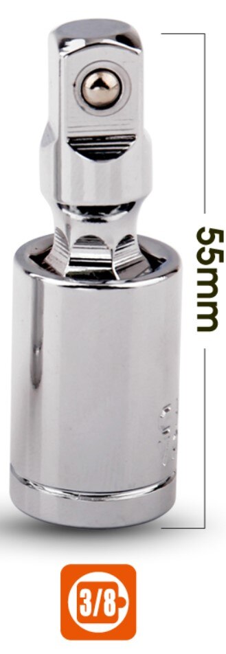 1/4" 3/8" 1/2" Universal Joint Set Ratchet Angle Extension Bar Socket Adapter Manual and Pneumatic Bendable Adapter Socket Tools: 0.375 inch