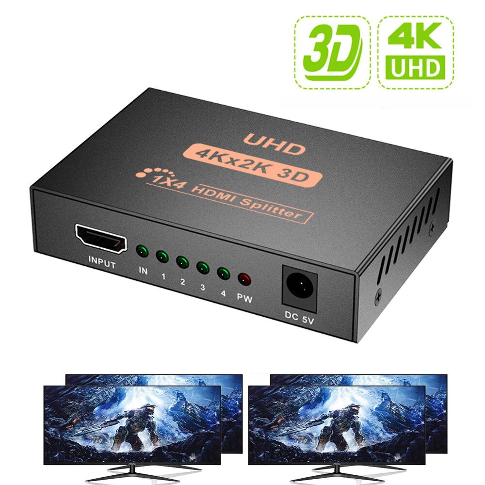 4K HDMI-compatible Splitter 1x4 HUB Repeater Amplifier 4K*2K HDTV Switcher 1 in 4 out Amplifier Adapter For HDTV DVD PS3 Xbox