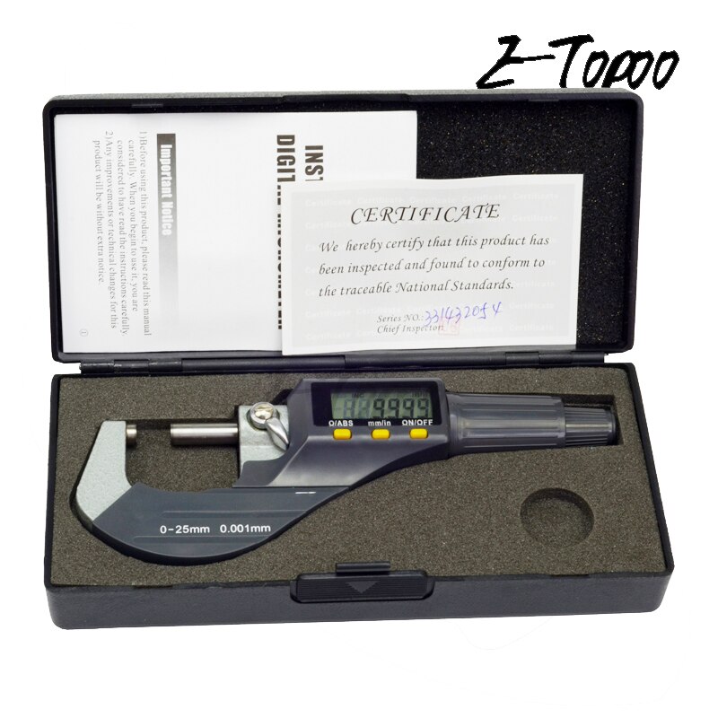 25mm/0.001mm Electronic Digital Micrometer Measuring Tools 0-1" Digital outside Micrometer w/Large Display Inch/Metric