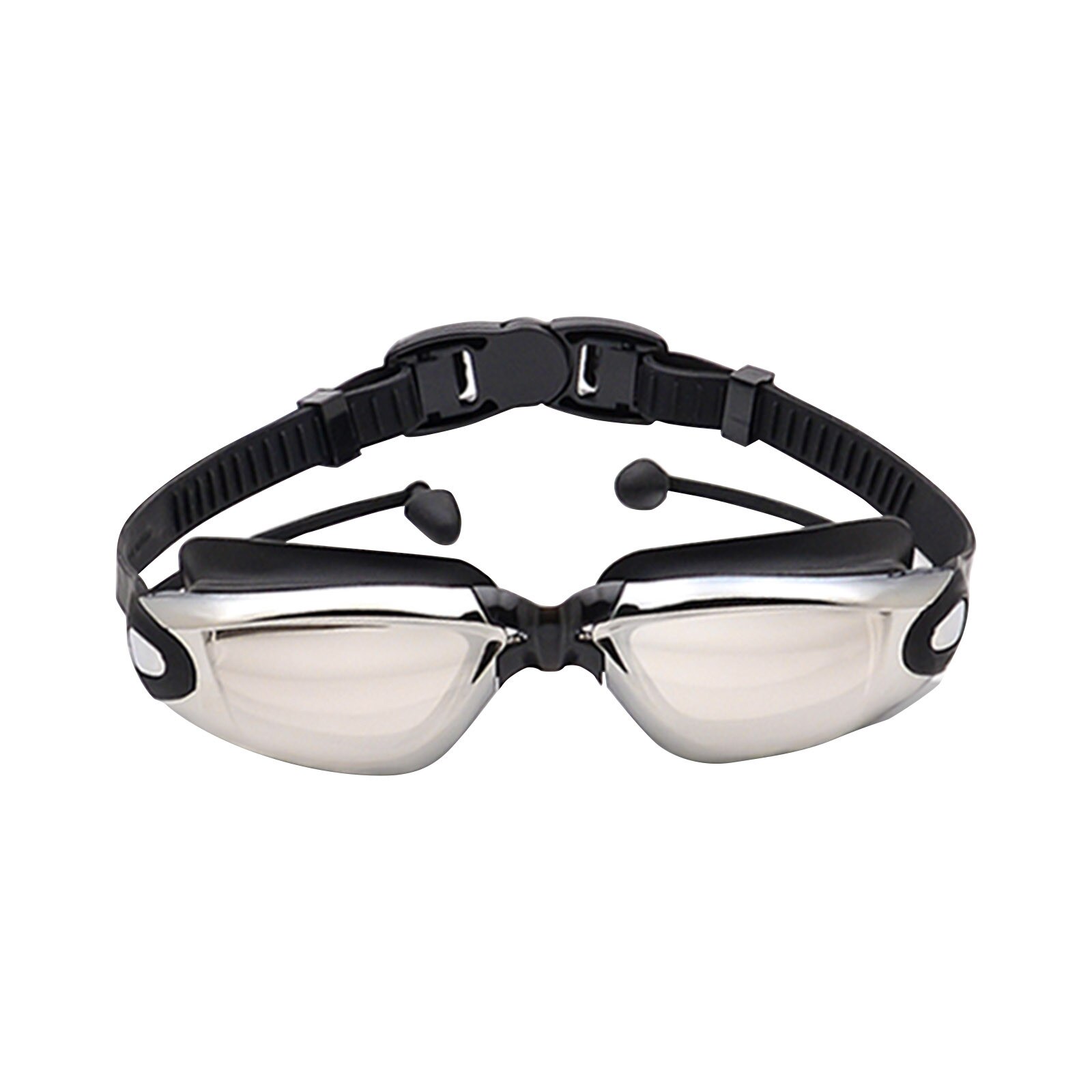 2 In 1 Volwassen Hd Waterdicht En Anti-Fog Siliconen Zwembril Met Oordopjes Anti-Vertigo Duiken Bril voor Beginners: BK
