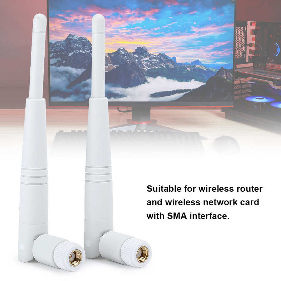 Antena WiFi de doble banda, antena con interfaz Omni RP-SMA, 4dBi, 2,4G/ 5G, 2 piezas,