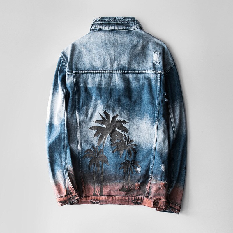 DIMUSI Mens Denim Jacket Trendy Ripped Denim Coats Mens Jeans Bomber Jacket Outwear Windbreaker Cowboy Coats Clothing