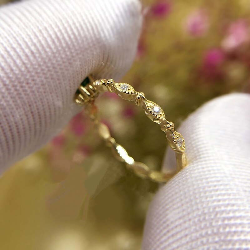 Simple Blue Zircon Rhinestones Ring For Women Accessories Jewelry Wedding Engagement Rings Gold Color Party Girl