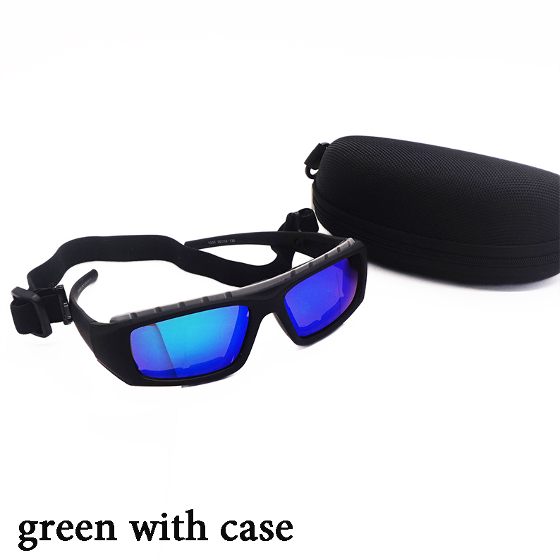 Skidglasögon sportsolglasögon med fodral skidglasögon unisex utomhusglasögon set lätt och bekvämt märke: Grön med fodral