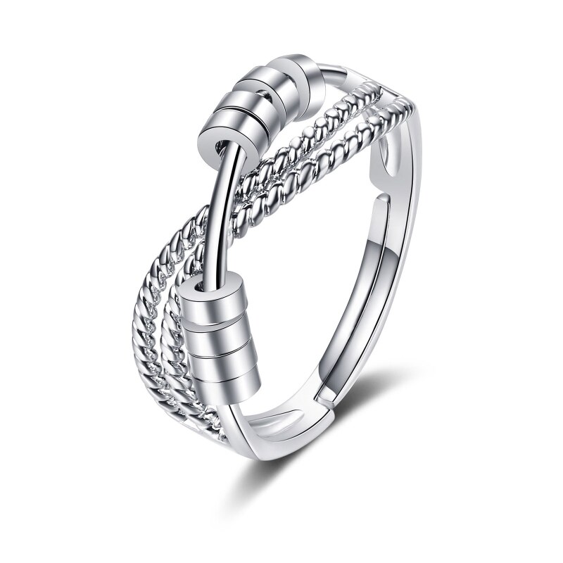 Angst ring kvinder mænd runner fidget angst ring med perle bekymring stress relief smykker justerbar stable ring: D1-8.7mm