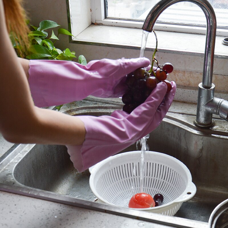 3Pairs PVC Household Gloves Reusable Cleaning Dishwashing Gloves Waterproof Non-Slip For Kitchen Gardening Work Gloves