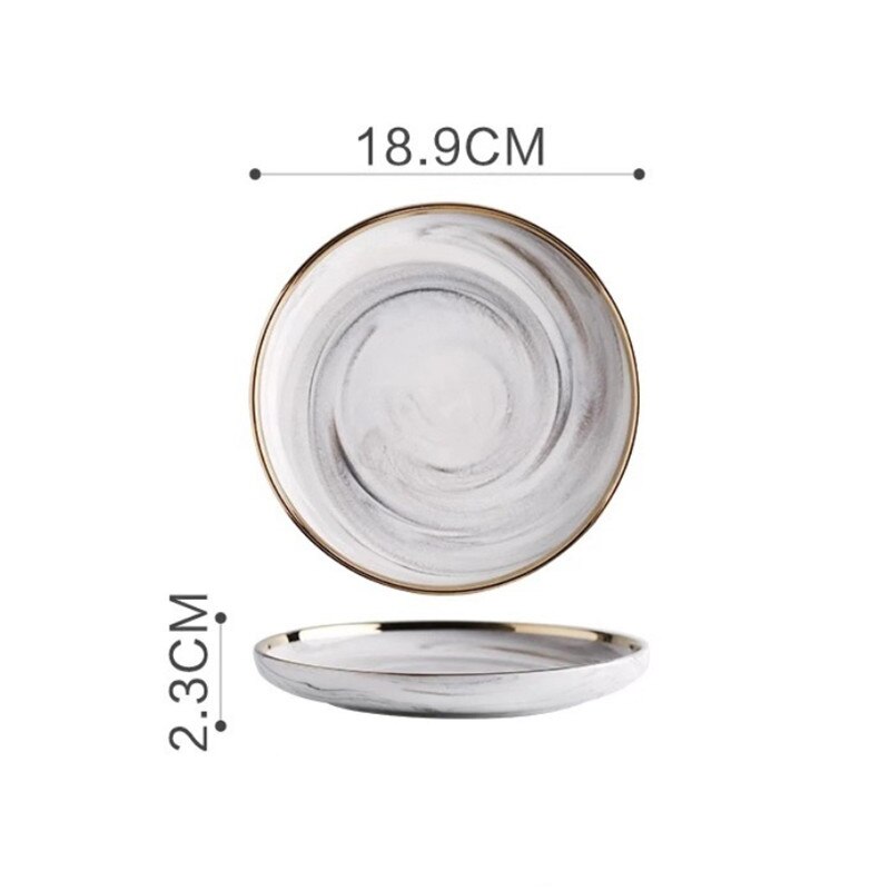 Pink Gray Marble Ceramic Dinner Dish Plate Rice Salad Noodles Bowl Soup Plates Dinnerware Home Tableware Kitchen Cooking Tools: Shallow plate S B