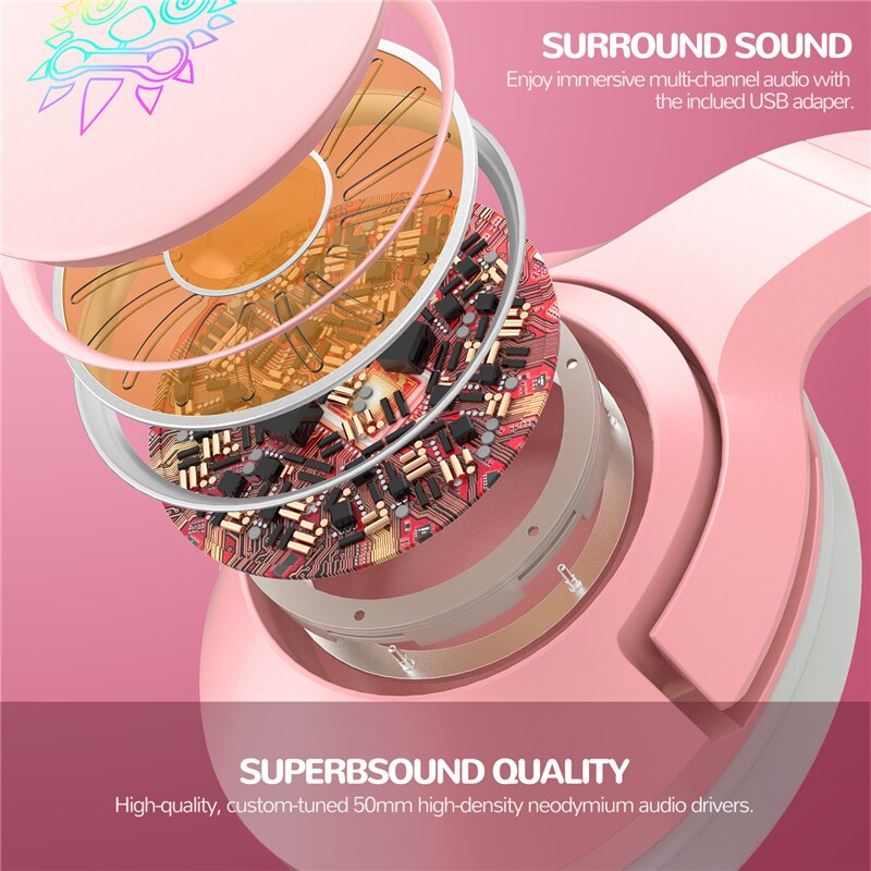 Nouveauté Mignon Chat Oreilles Casque De Jeu Pour Filles Avec micro Jeu Filaire Stéréo Musique Casque Casques Pour Ordinateur Portable PS4 Xbox