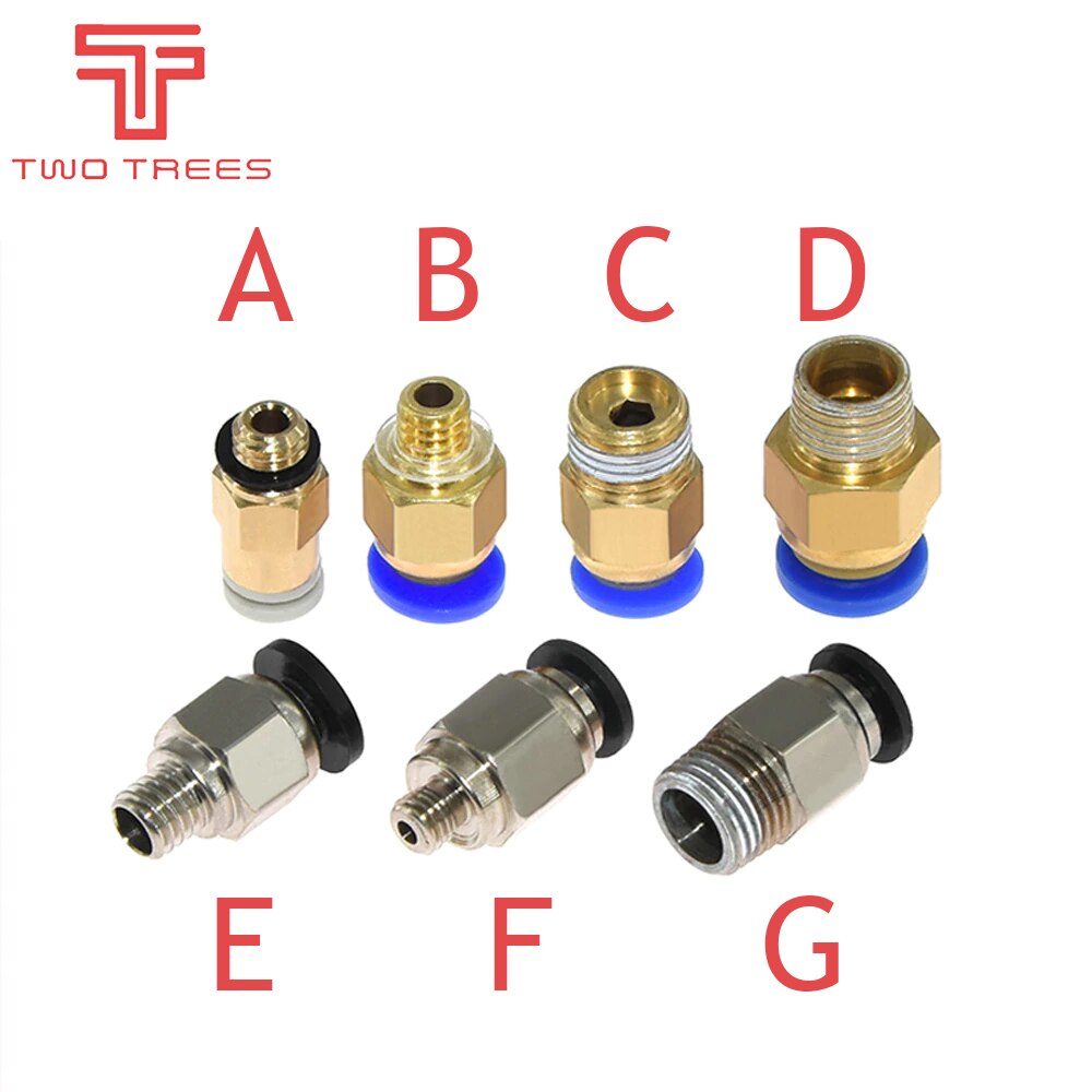 Gli accessori pneumatici della stampante dell&#39;accoppiatore PC4 3D del connettore della metropolitana di 4mm PTFE PC4-M6 molti tipo della stampante delle parti della stampante 3D