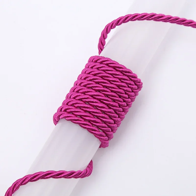 Corde en soie tressée à 3 plis de 5/10M, corde torsadée de 5mm, cordon torsadé en Polyester, garniture tressée, corde torsadée pour décoration artisanale de bricolage: 4mm / Cuivre