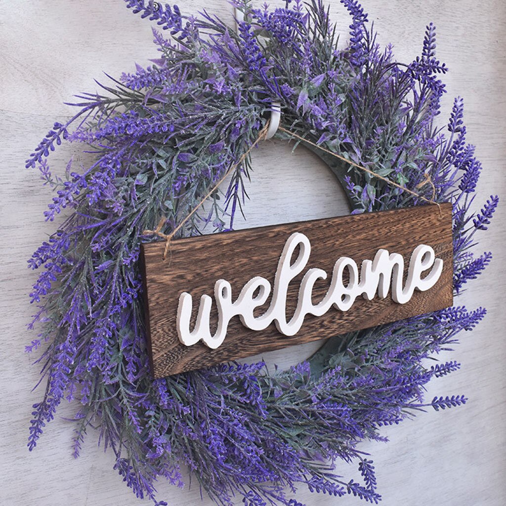 Lavender Wreath DIY Thanksgiving Day Artificial Flowers Welcome Sign Garland Furniture Decoration For Home Door