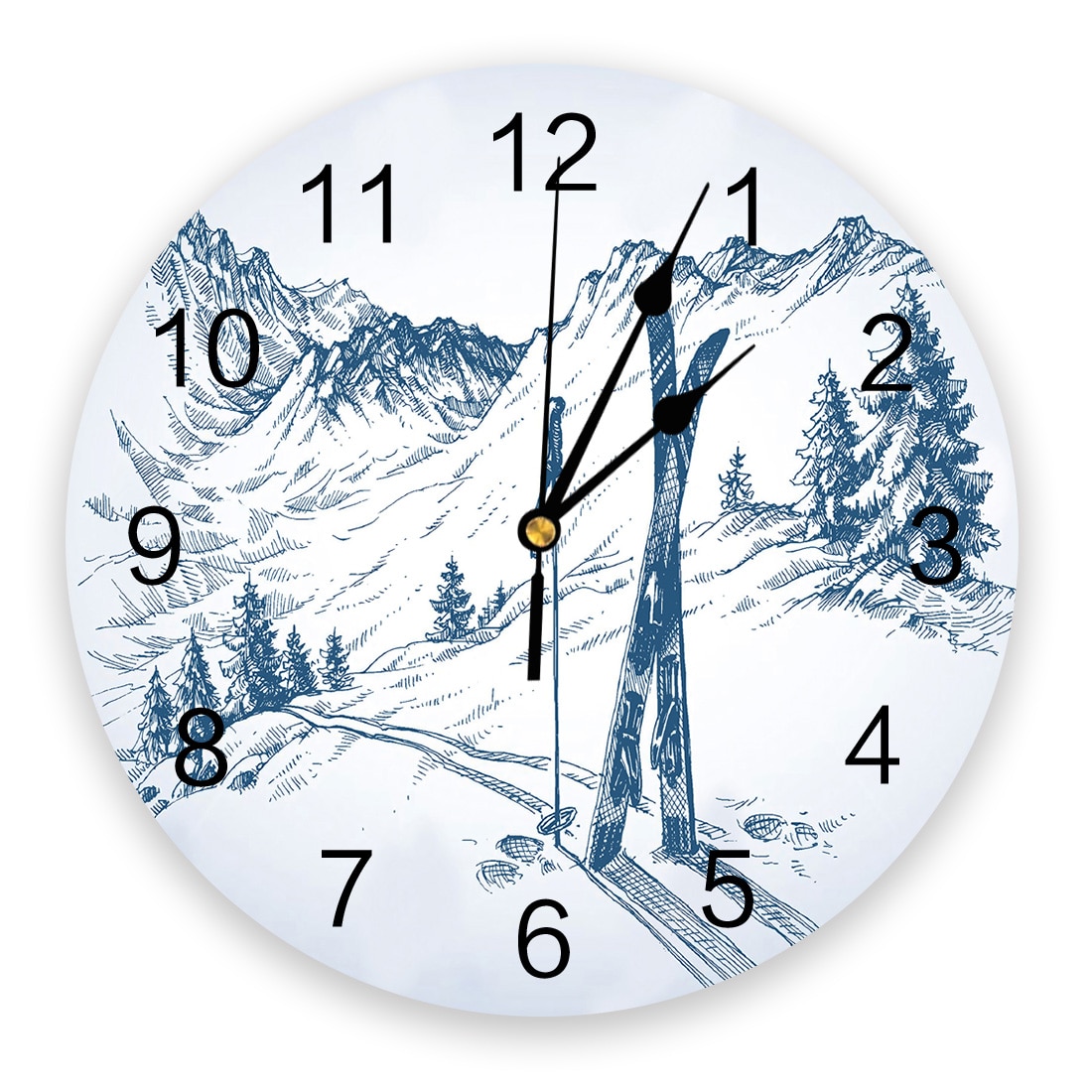 Ski Sport Mountain Peak Art Wall Clock Wall Digital Clock Home Decor Wall Clock Modern Living Room Decor