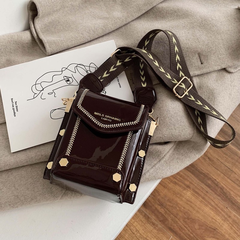 Dames kleine tas pu leer brede banden satchel enkele schoudertas merk rivet bags