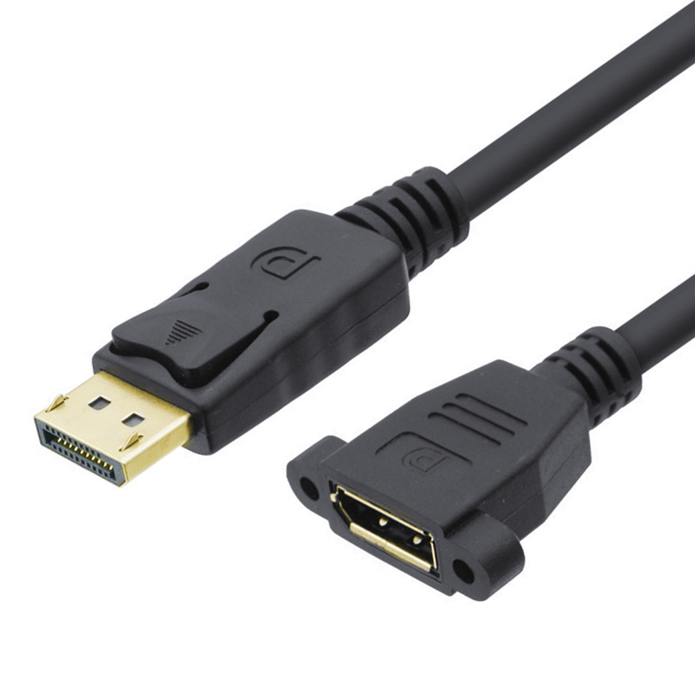 90 Degree Angle Elbow DisplayPort Panel Mount Extension Cable Adapter Corner DP 1.2v Male to Female Cord Socket Screw 2k@144Hz: green