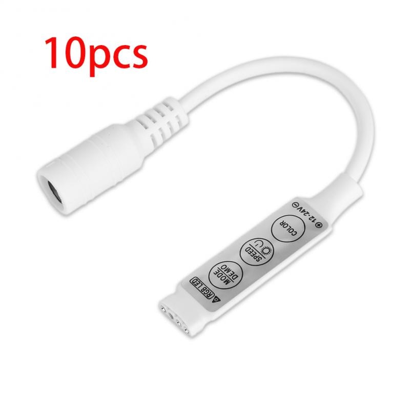 Mini Size DC12V-24V RGB Led Controller Dimmer Mini 3 keys DC Connector Control RGB LED Strip Light: 10pcs
