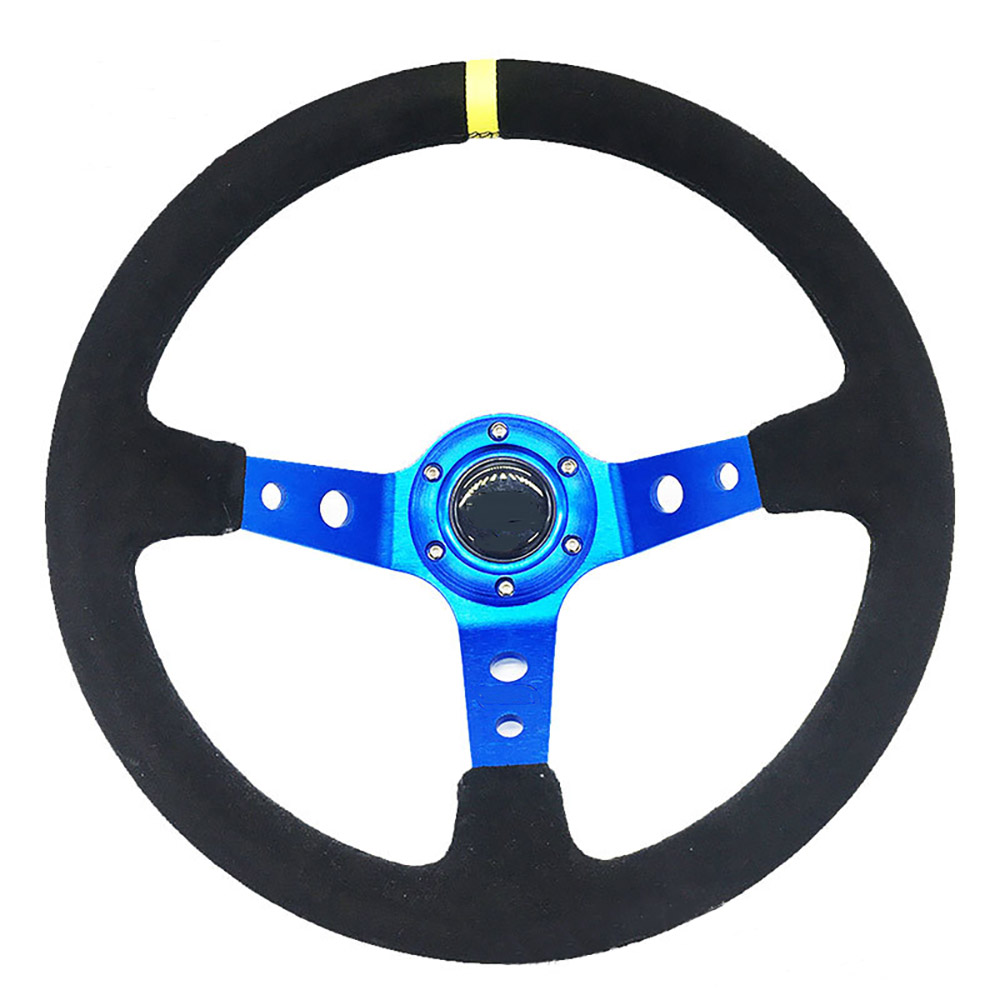Modifica accessori per auto volante universale Strumenti per volante in pelle scamosciata concava profonda da 14 pollici 350 mm in pelle smerigliata