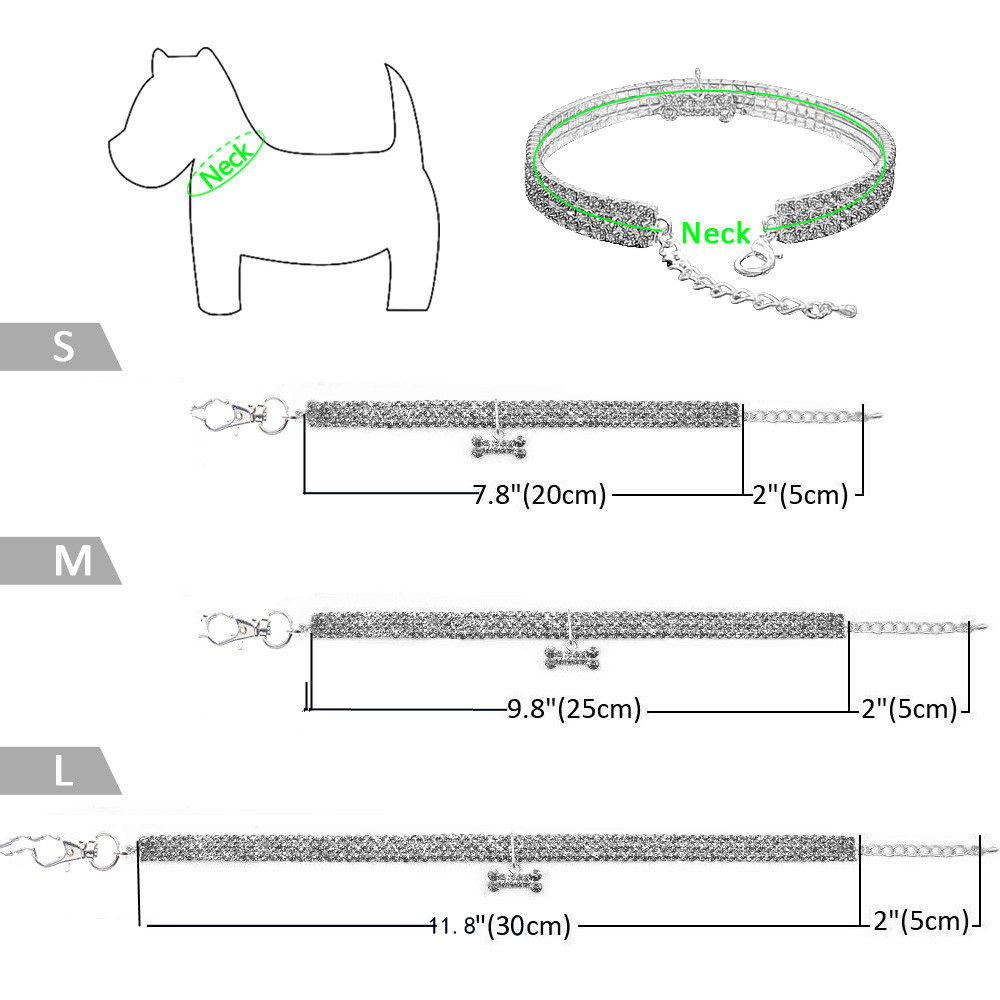 Collier de chien patte strass collier de chat taille de cou réglable 20CM ~ 30CM pour petits chiens moyens chat Chihuahua accessoires de chien