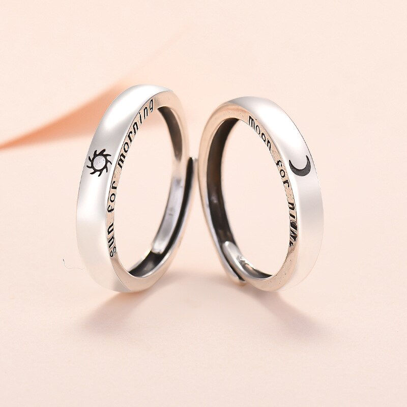 Sol måne matchende par venskab elsker åbne justerbare ringe sæt kvinder mænd minimalistisk forlovelsesringe lovers kit