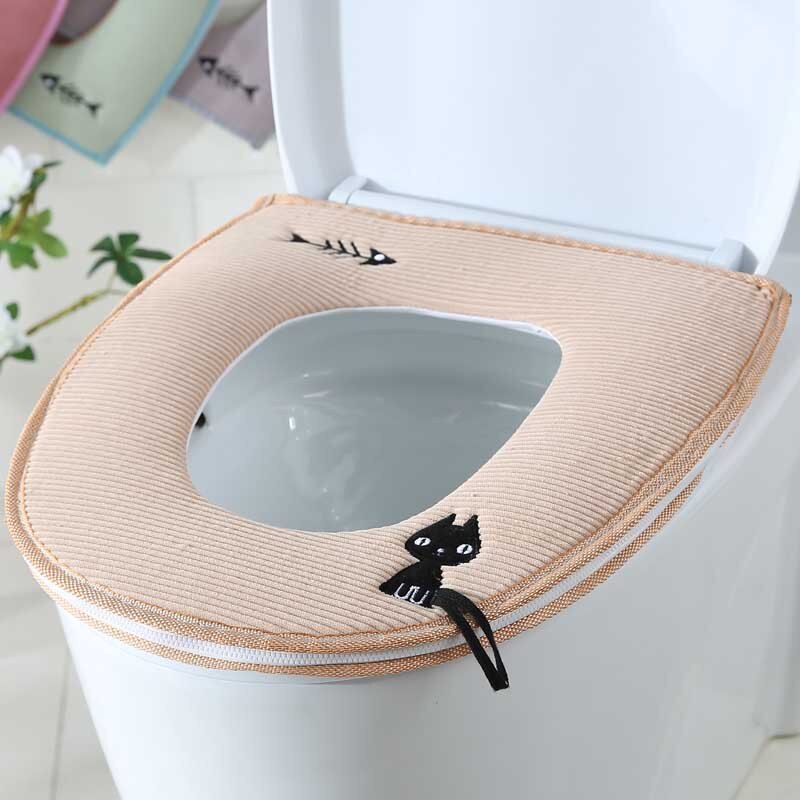 Vandtæt toilet sædeovertræk husholdningspude fortykning lynlås toilet sæde pude badeværelse værktøj