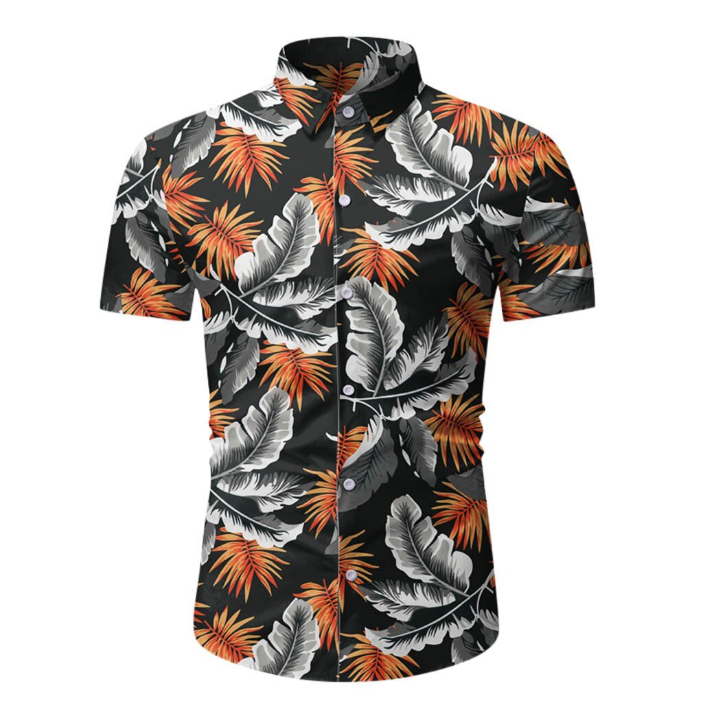 Blusa Hawaiana de manga corta con botones para verano, camisa masculina con estampado de flores para hombre